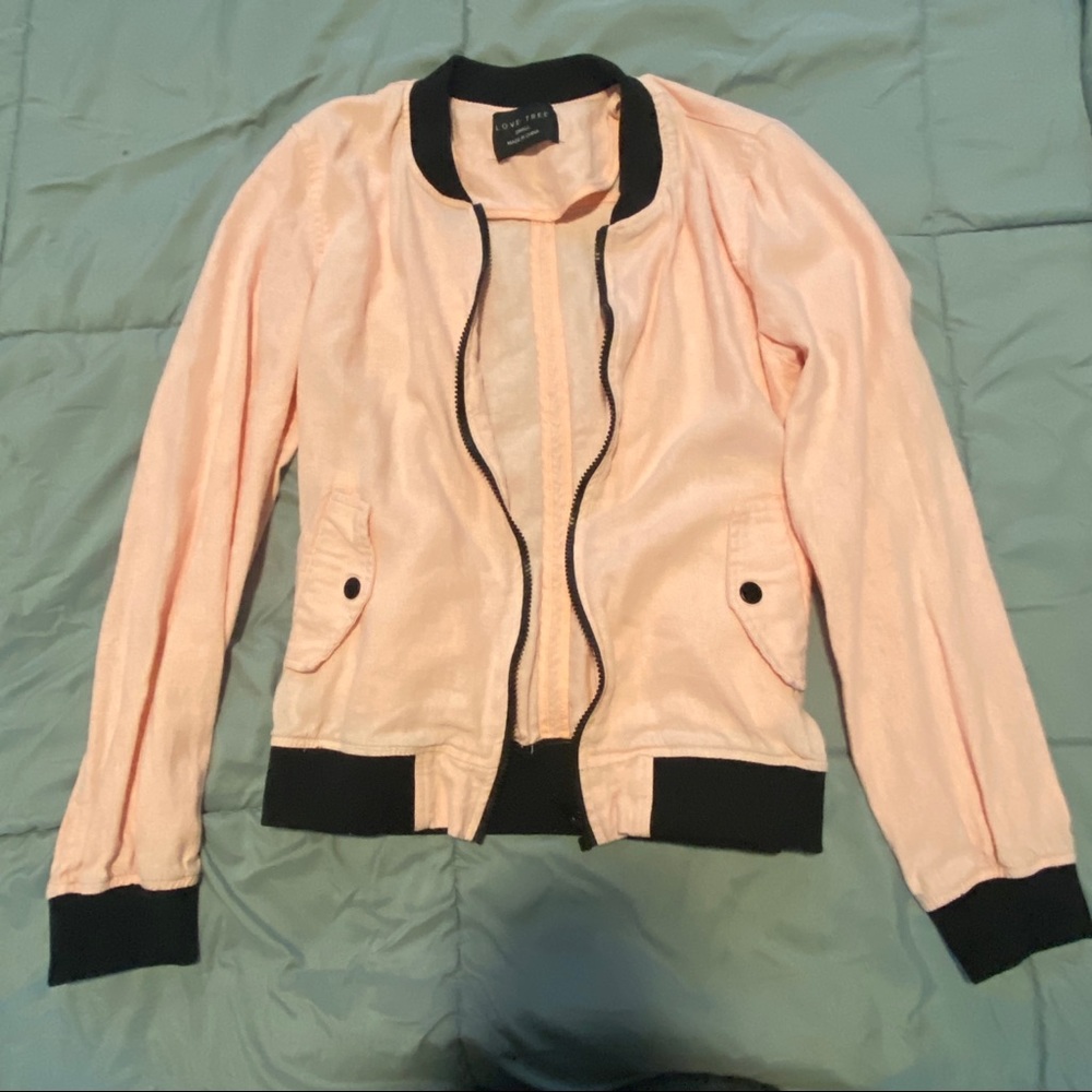 Love Tree Light-weight Pink Small Bomber Jacket